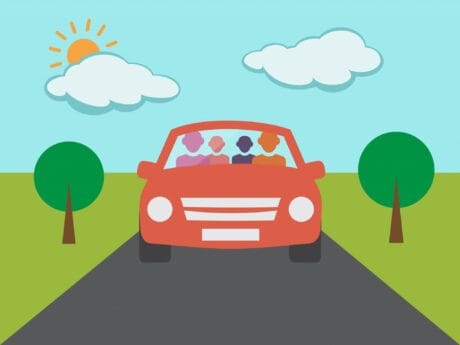 Cartoon image of a car representing private driving practice.