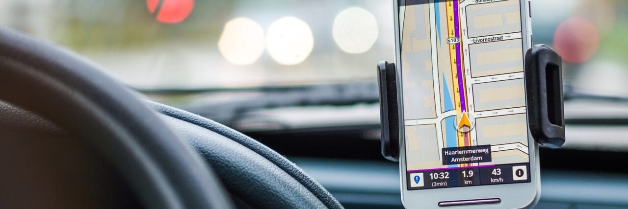 A smartphone satnav app, symbolising the fact that the new UK driving test will require satnav use.