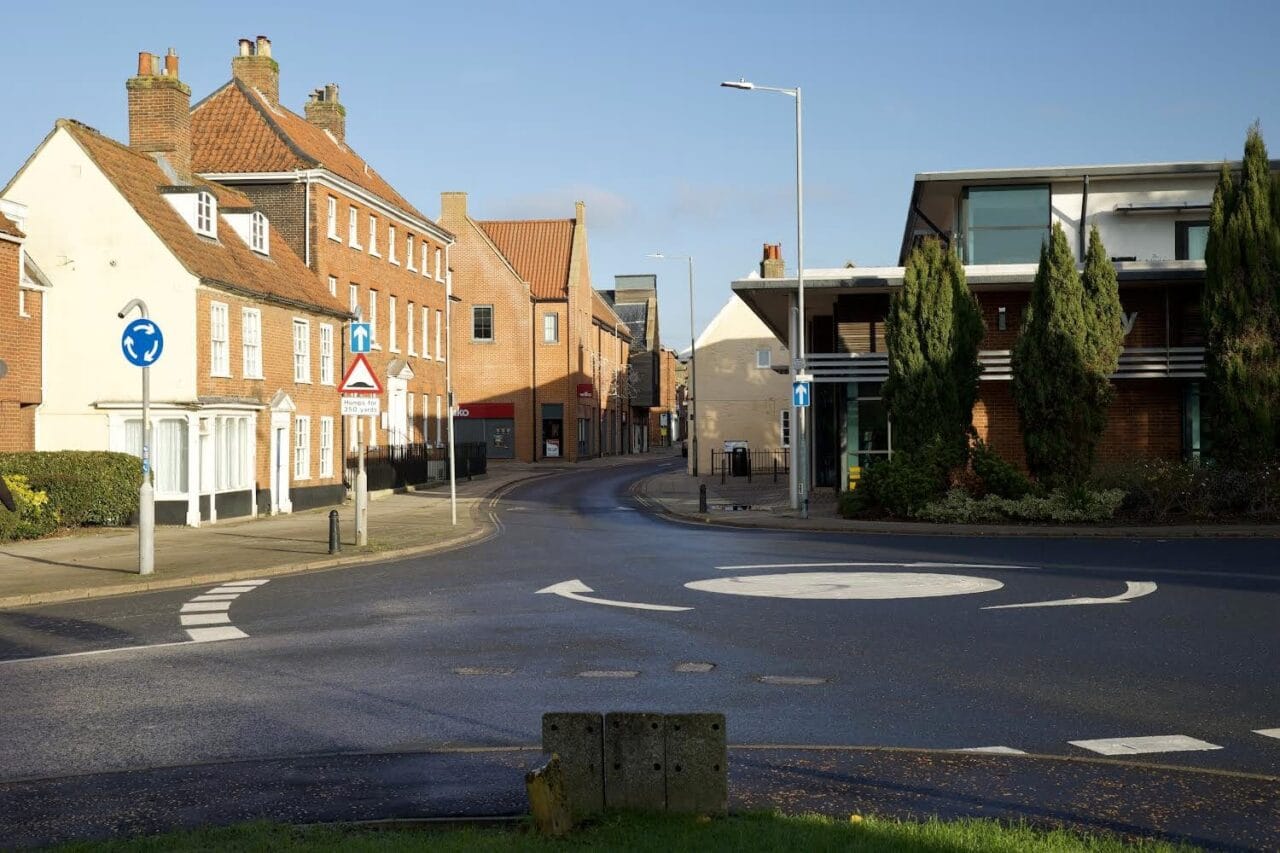 Learn to drive round this mini roundabout in Dereham town centre!