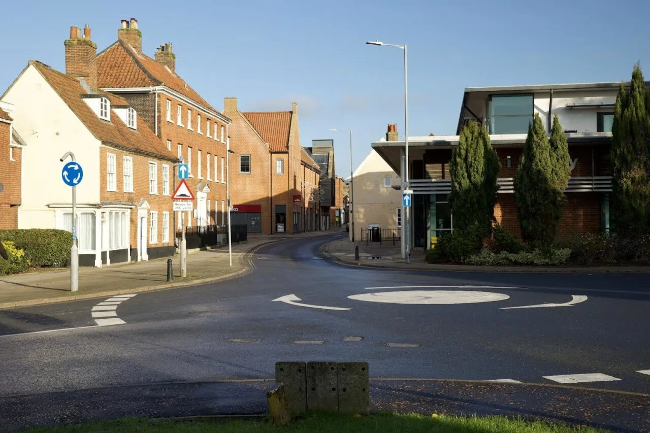 Learn to drive round this mini roundabout in Dereham town centre!
